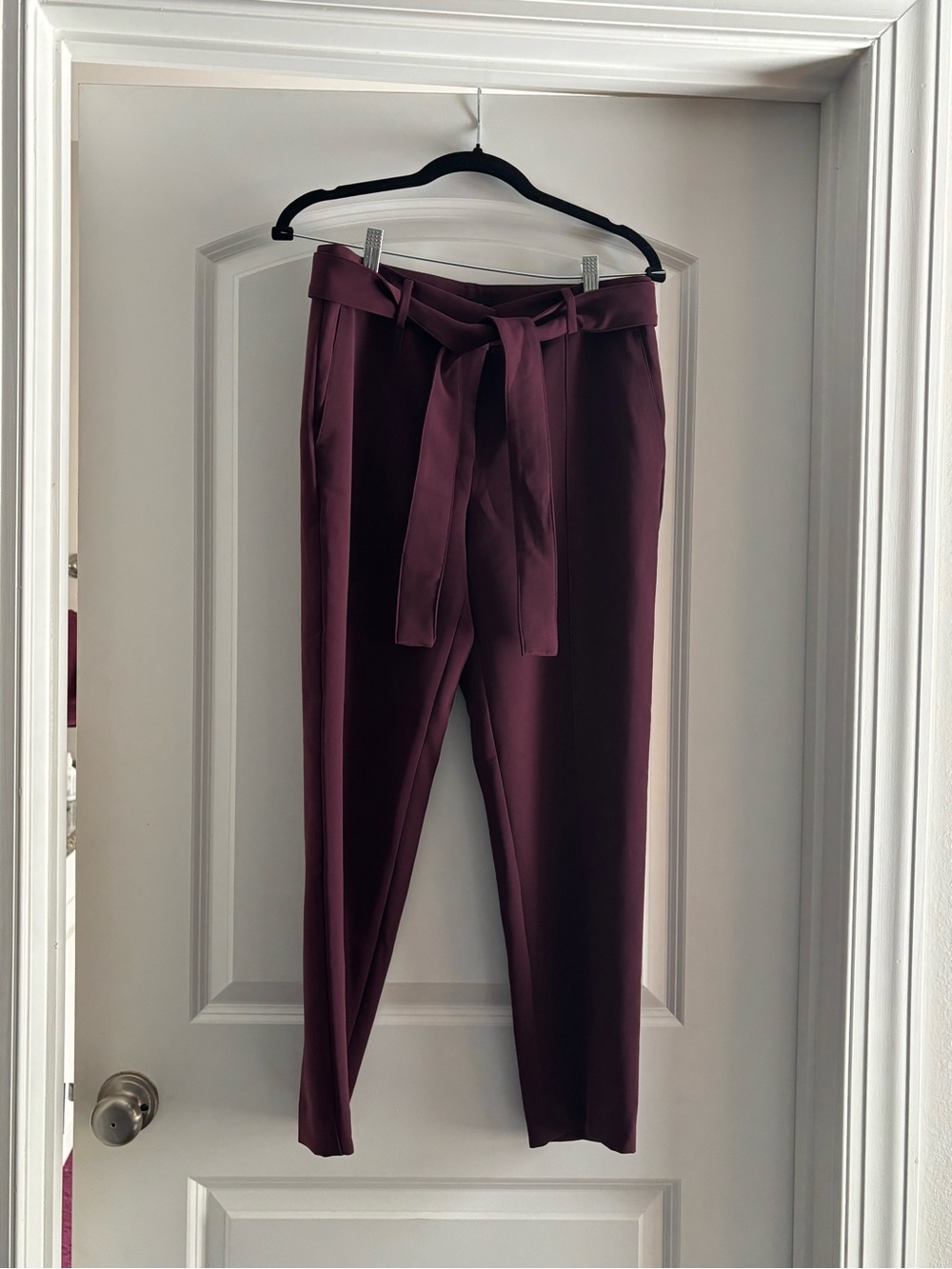 Ann Taylor Women's Belted Tapered Pants in Deep Plum